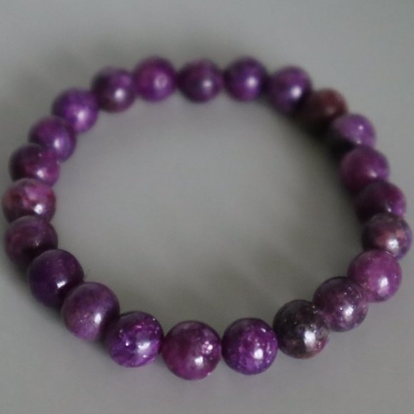 Lepidolite Gemstone Stretch Bracelet - Picture 2 of 9